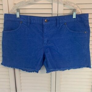 Carve Designs Oahu Shorts Women 14 Raw Hem Royal Blue 4" Inseam Stretch Corduroy